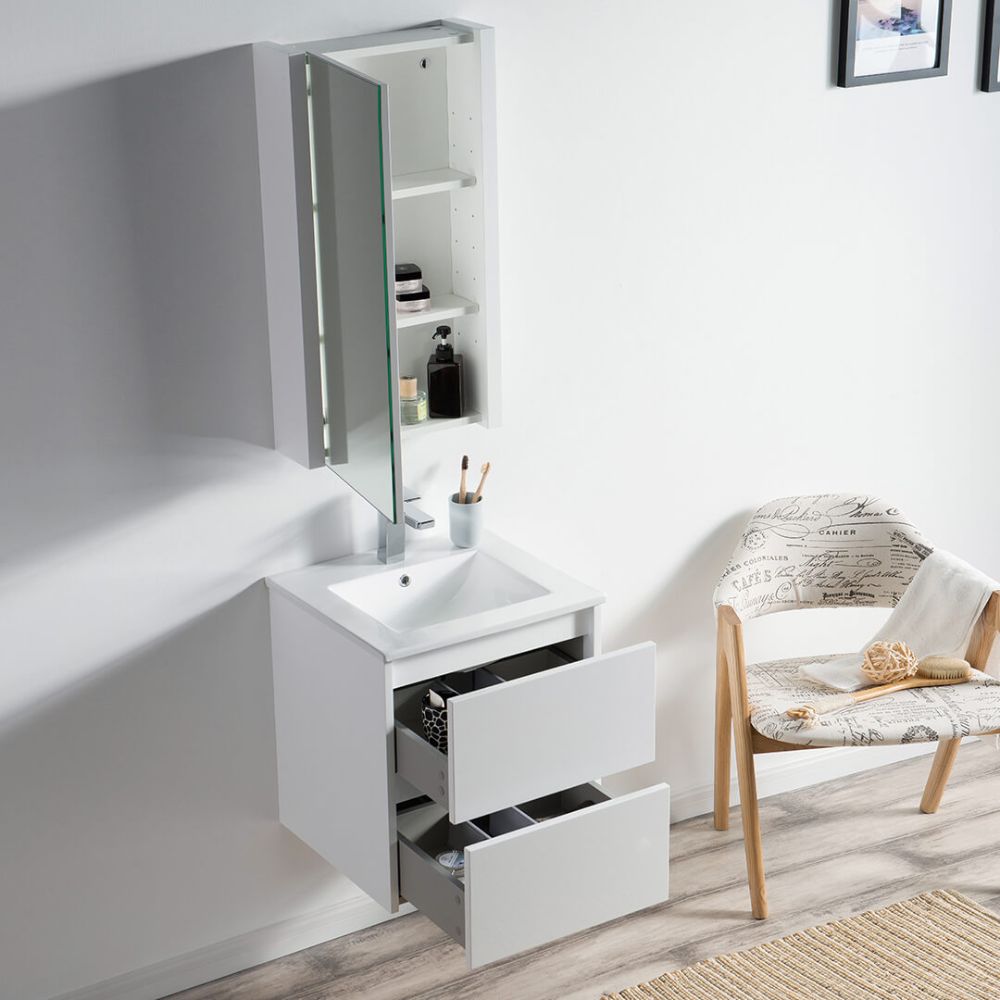 Valencia Modern 20" Bathroom Vanity Set with Medicine Cabinet Glossy White