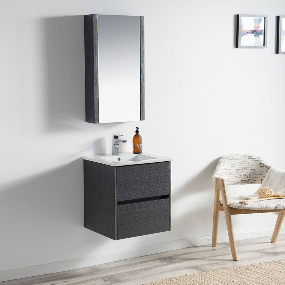 Valencia Modern 20" Bathroom Vanity Set with Medicine Cabinet Silver Gray