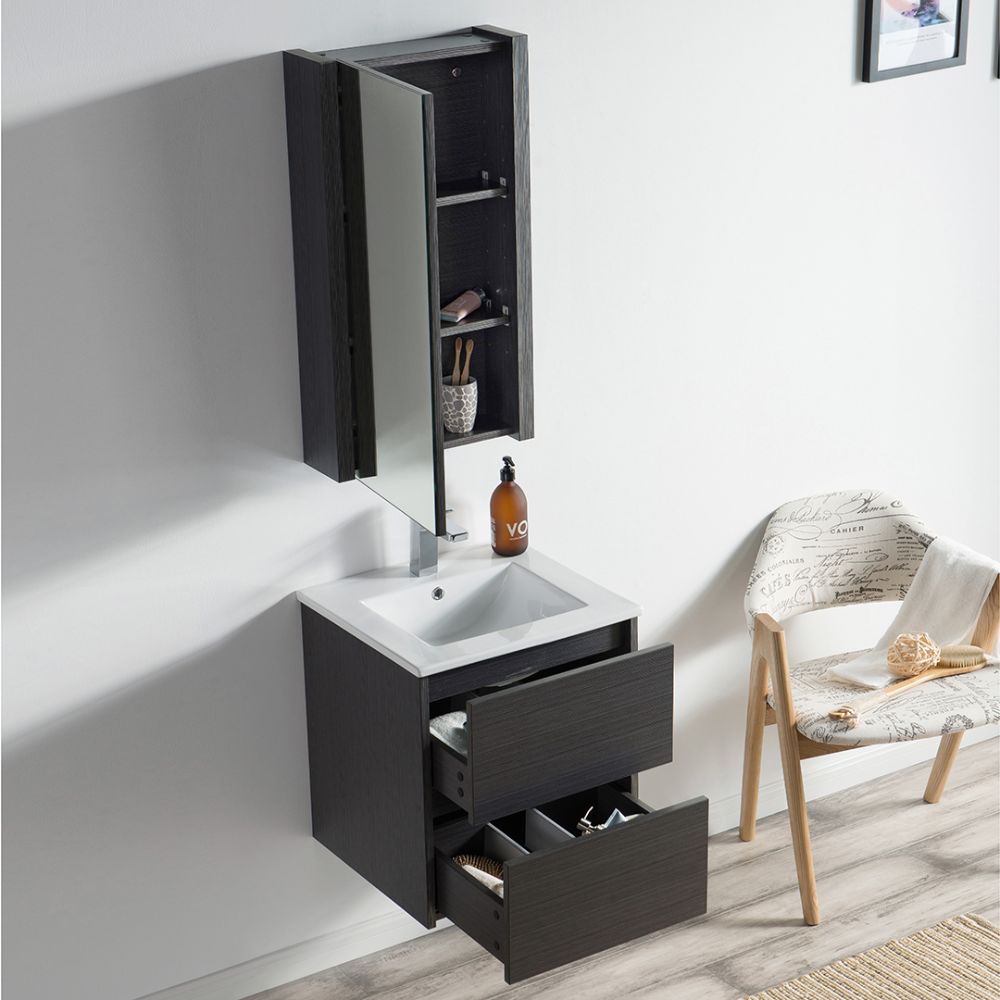 Valencia Modern 20" Bathroom Vanity Set with Medicine Cabinet Silver Gray