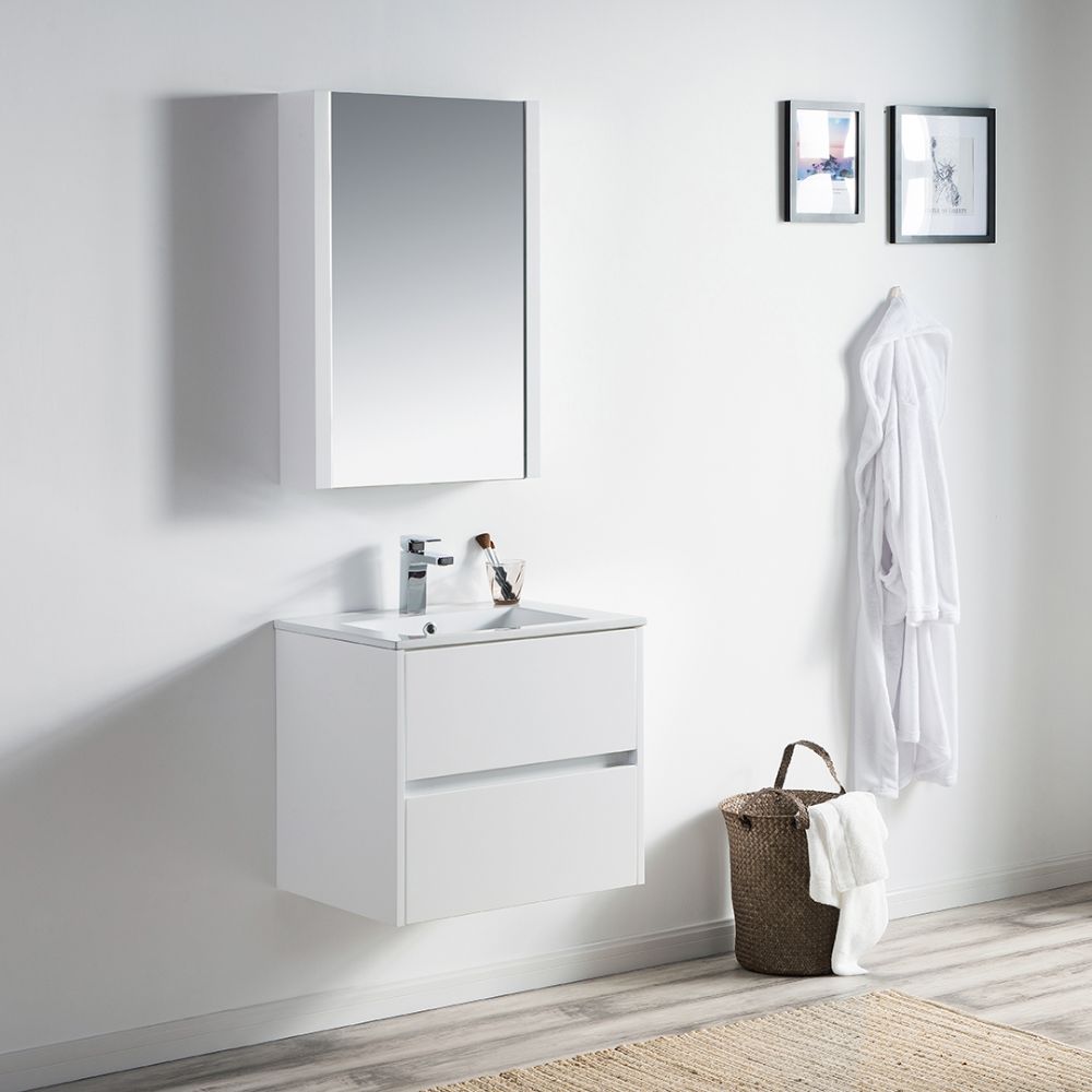 Valencia Modern 24" Bathroom Vanity Set with Medicine Cabinet Glossy White