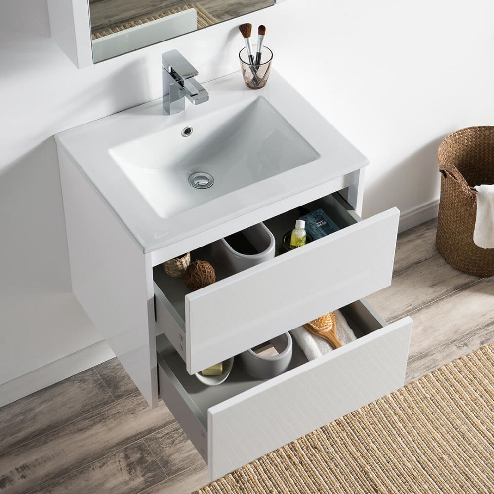 Valencia Modern 24" Bathroom Vanity Set with Medicine Cabinet Glossy White