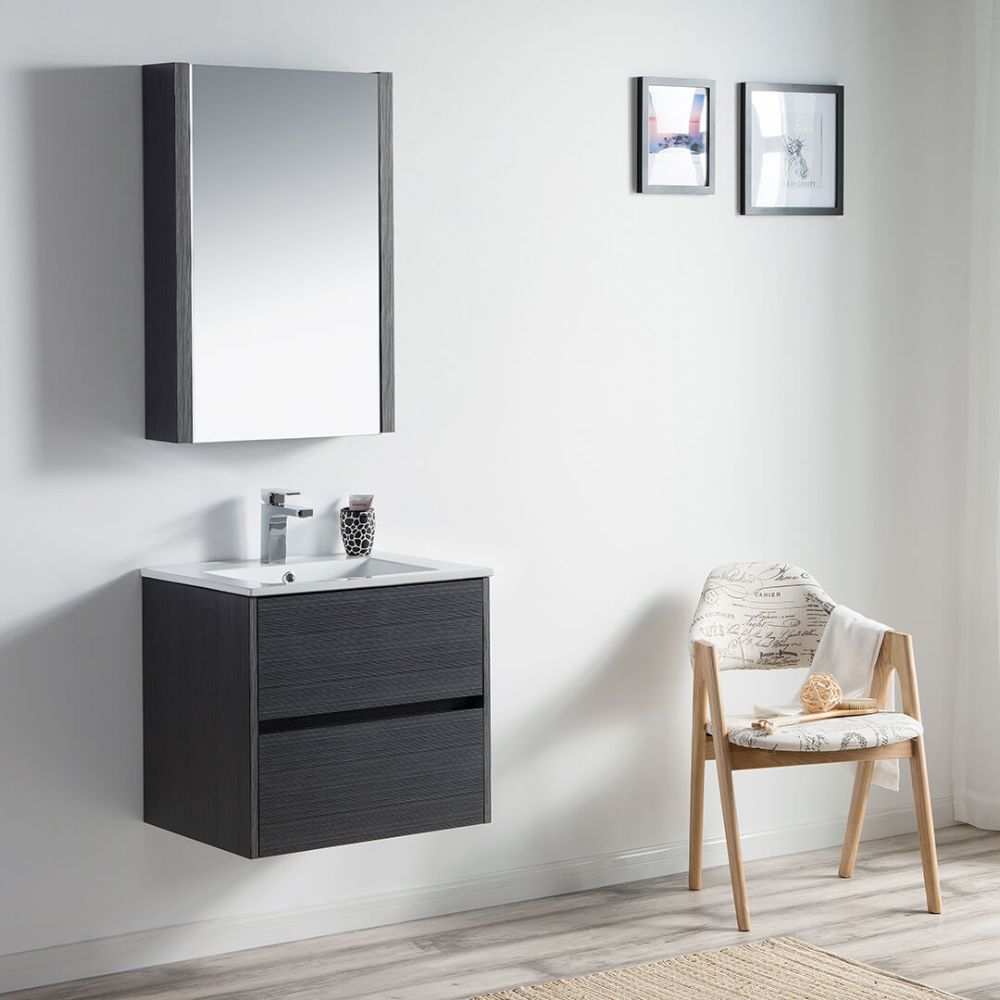 Valencia Modern 24" Bathroom Vanity Set with Medicine Cabinet Silver Gray