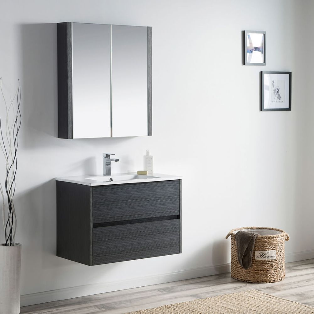 Valencia Modern 30" Bathroom Vanity Set with Medicine Cabinet Silver Gray