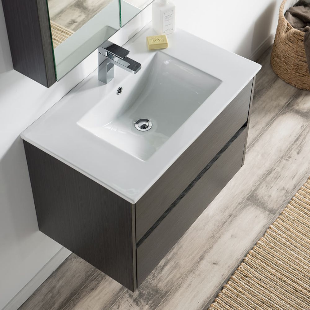Valencia Modern 30" Bathroom Vanity Set with Medicine Cabinet Silver Gray
