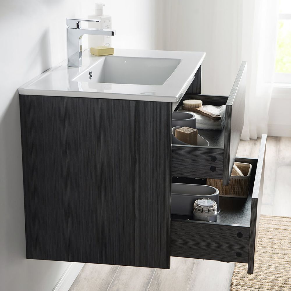 Valencia Modern 30" Bathroom Vanity Set with Medicine Cabinet Silver Gray