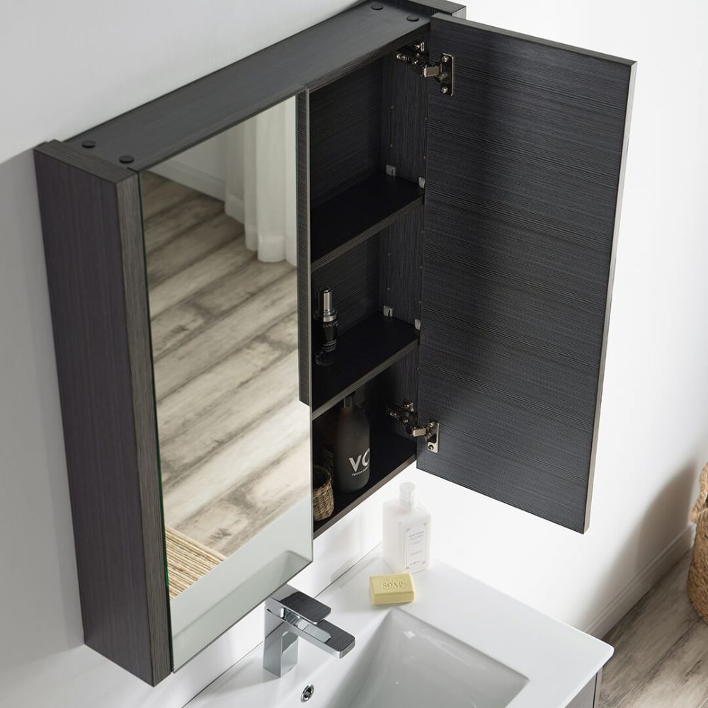 Valencia Modern 30" Bathroom Vanity Set with Medicine Cabinet Silver Gray