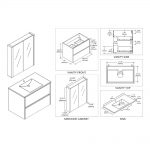 Valencia Modern 30″ Bathroom Vanity Set with Medicine Cabinet Silver Gray