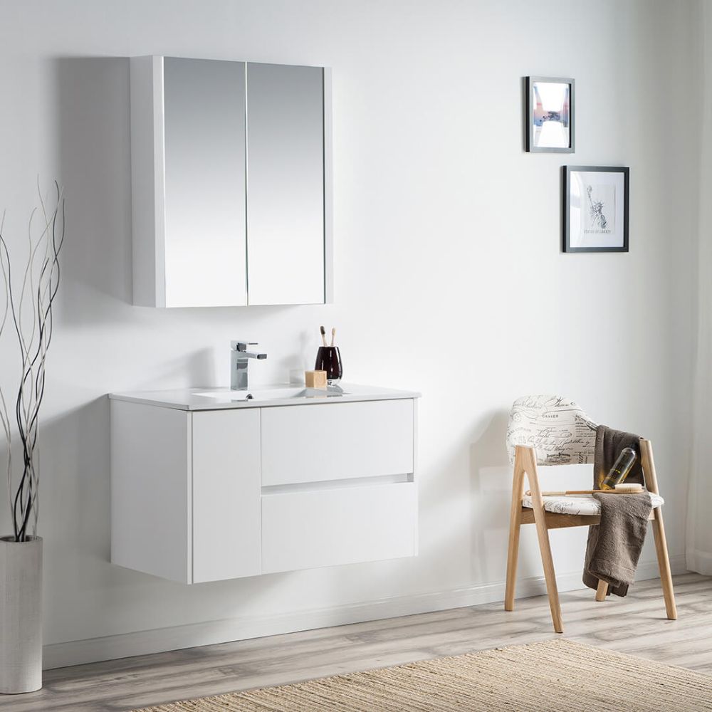 Valencia Modern 36" Bathroom Vanity Set with Medicine Cabinet Glossy White