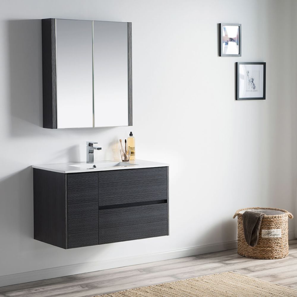 Valencia Modern 36" Bathroom Vanity Set with Medicine Cabinet Silver Gray
