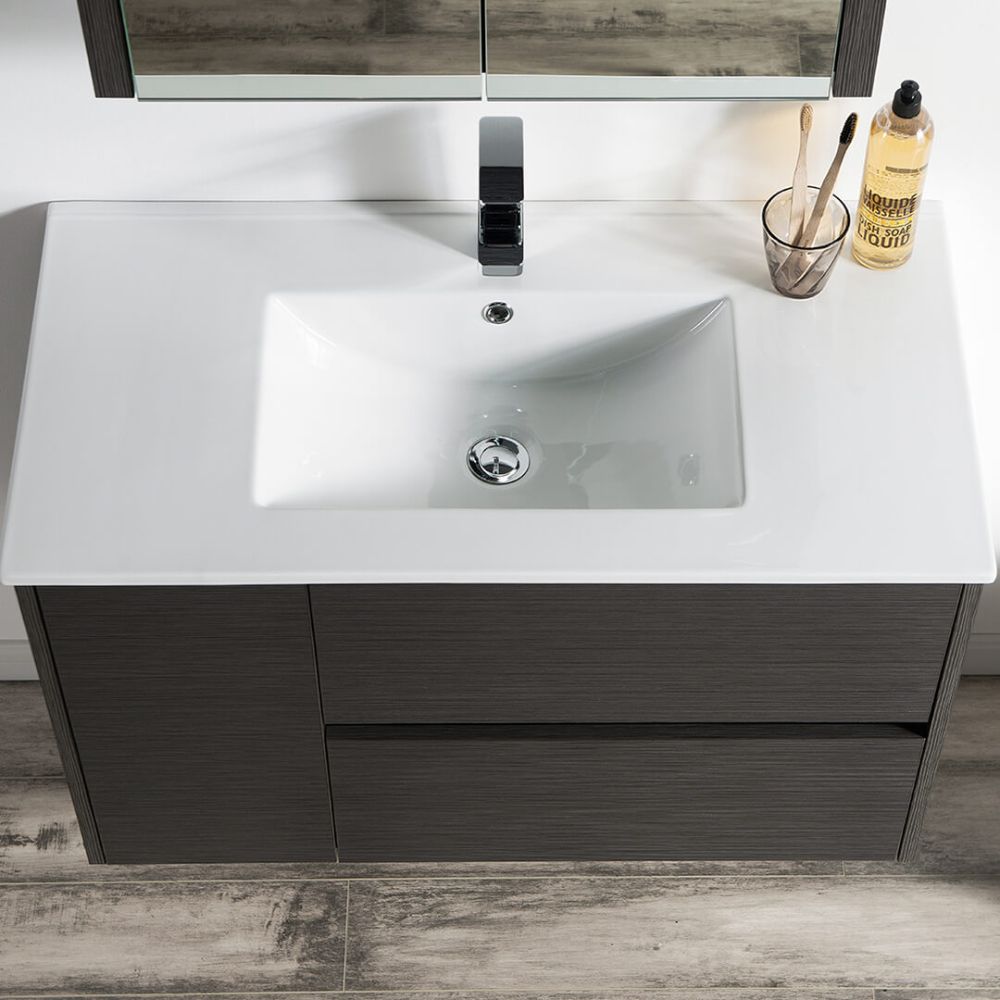 Valencia Modern 36" Bathroom Vanity Set with Medicine Cabinet Silver Gray