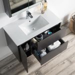Valencia Modern 36″ Bathroom Vanity Set with Medicine Cabinet Silver Gray