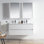 Valencia Modern 48″ Double Bathroom Vanity Set with Medicine Cabinet Glossy White