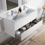 Valencia Modern 48″ Double Bathroom Vanity Set with Medicine Cabinet Glossy White
