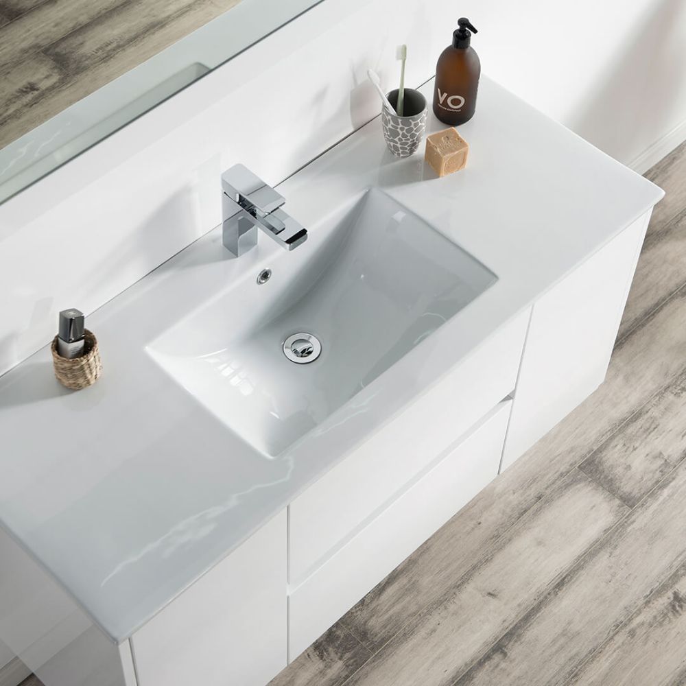 Valencia Modern 48" Single Bathroom Vanity Set with Mirror Glossy White