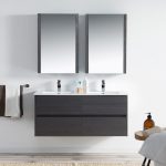 Valencia Modern 48″ Double Bathroom Vanity Set with Medicine Cabinet Silver Gray