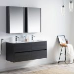 Valencia Modern 48″ Double Bathroom Vanity Set with Medicine Cabinet Silver Gray