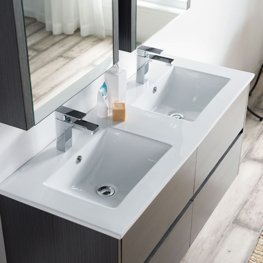 Valencia Modern 48" Double Bathroom Vanity Set with Medicine Cabinet Silver Gray