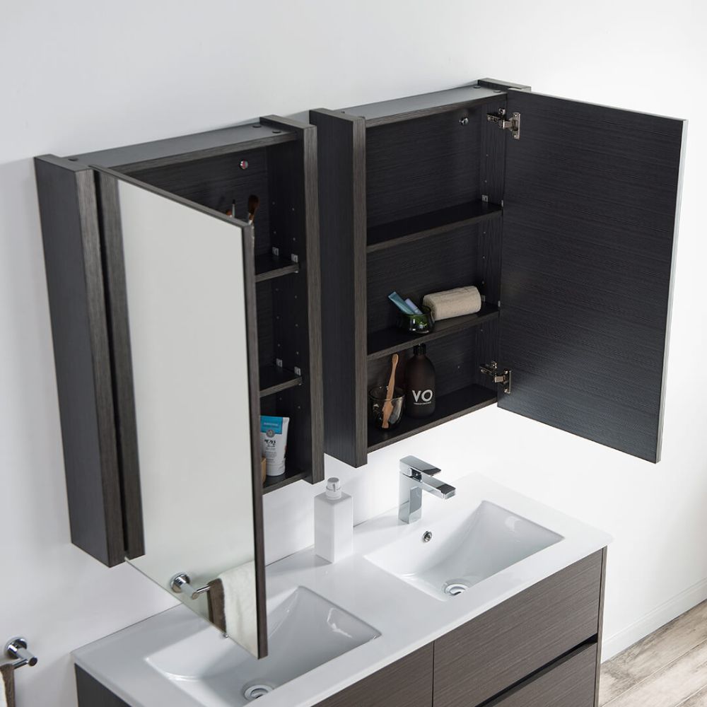 Valencia Modern 48" Double Bathroom Vanity Set with Medicine Cabinet Silver Gray