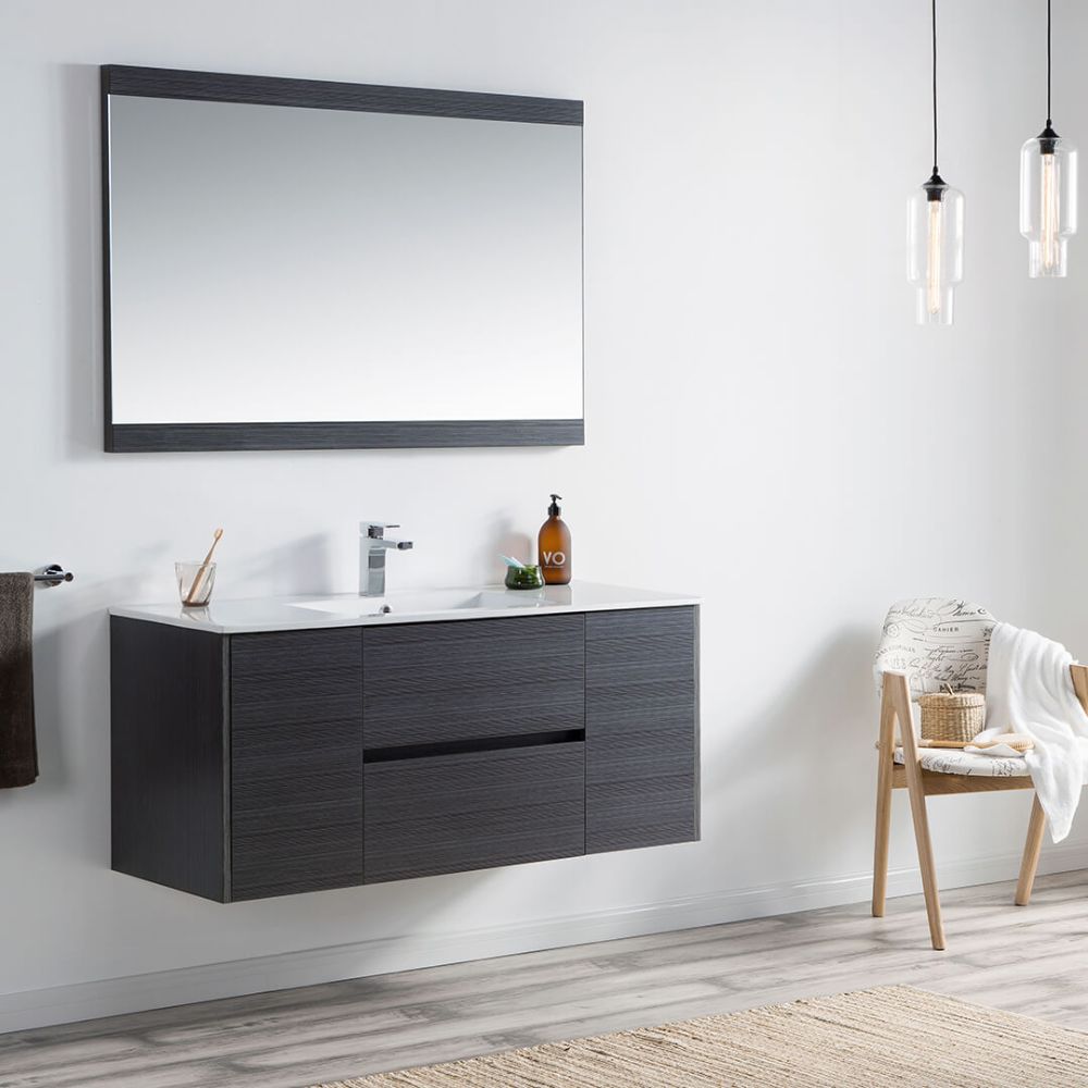 Valencia Modern 48" Single Bathroom Vanity Set with Mirror Silver Gray