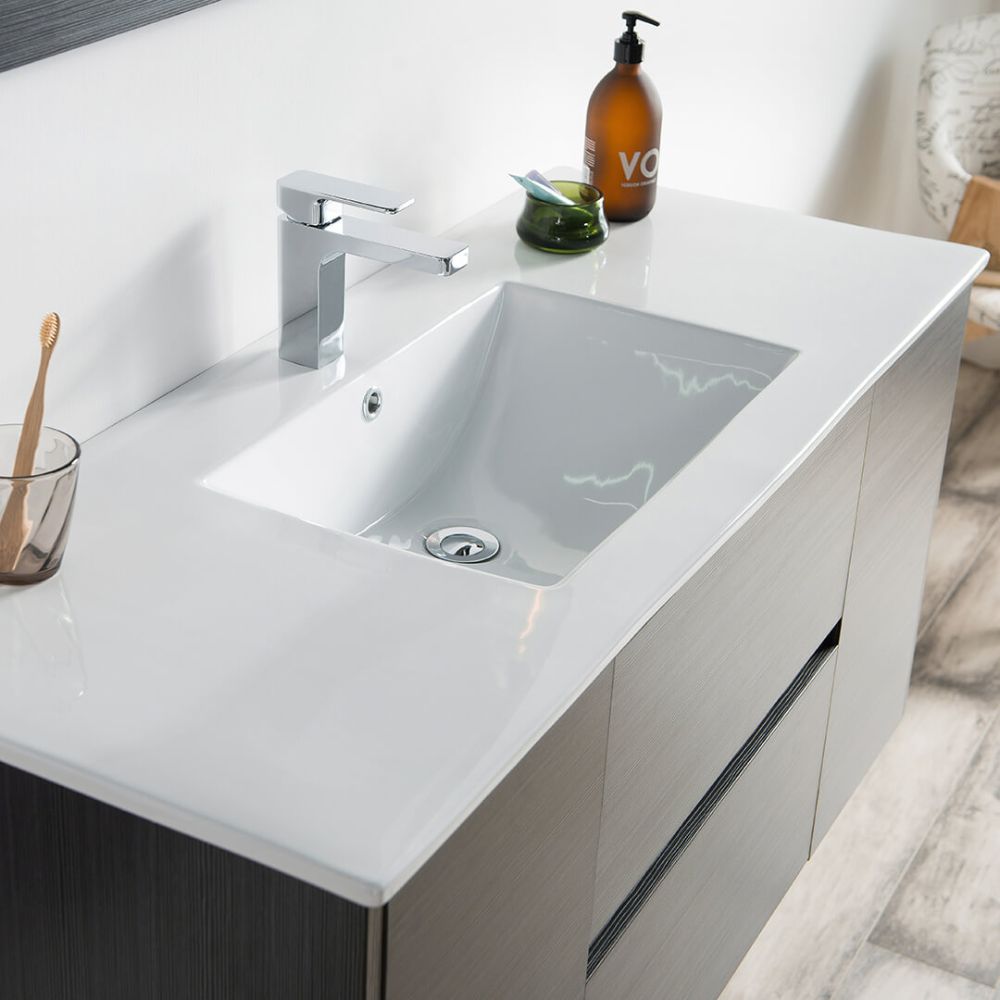 Valencia Modern 48" Single Bathroom Vanity Set with Mirror Silver Gray
