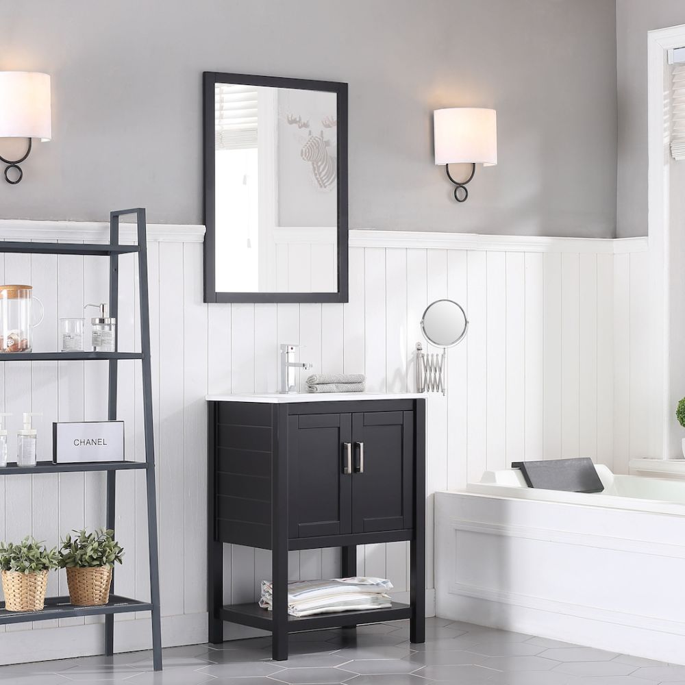 Lucca Modern 24" Bathroom Vanity Set with Mirror Espresso