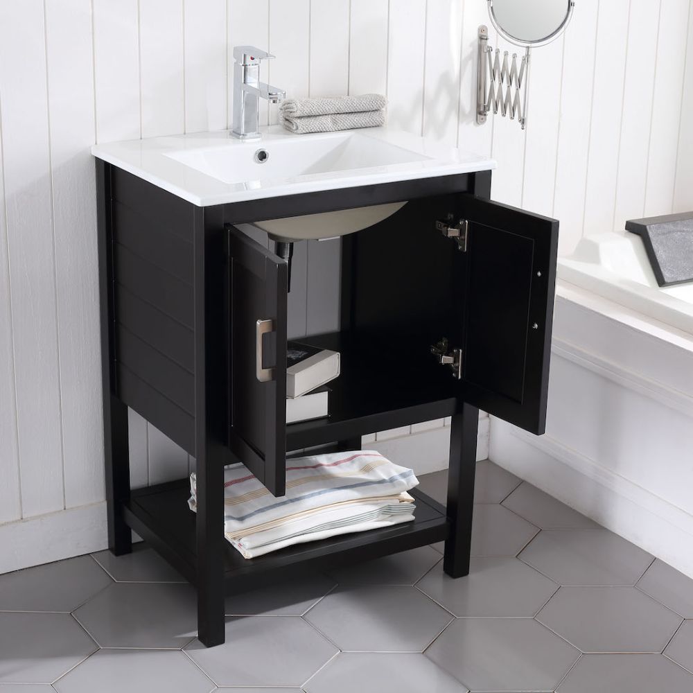 Lucca Modern 24" Bathroom Vanity Set with Mirror Espresso