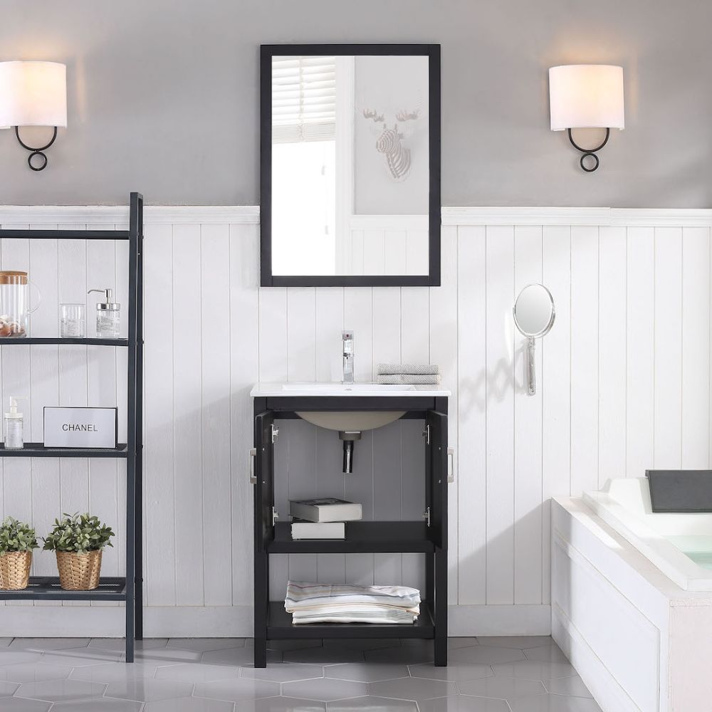 Lucca Modern 24" Bathroom Vanity Set with Mirror Espresso