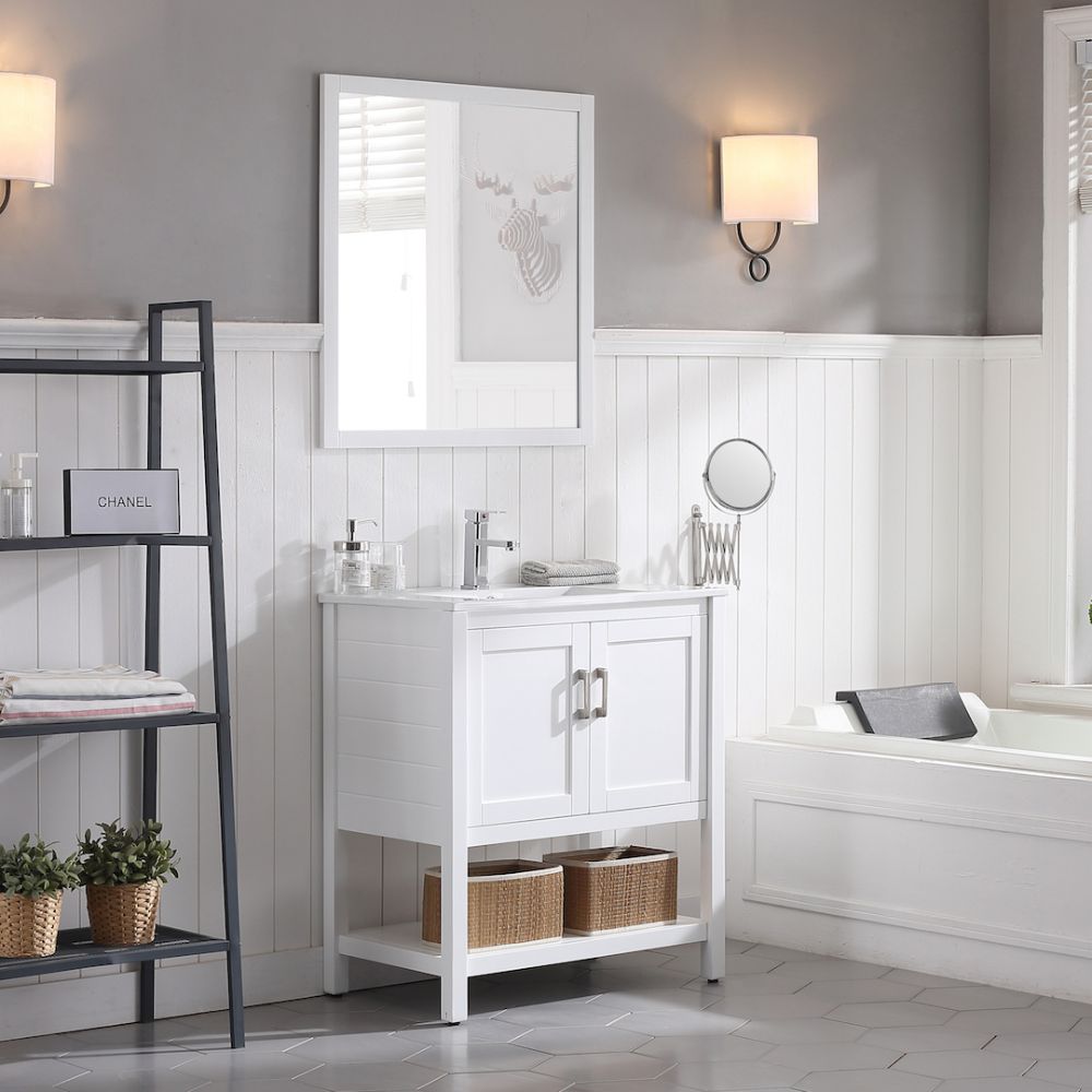 Lucca Modern 30" Bathroom Vanity Set with Mirror Matte White