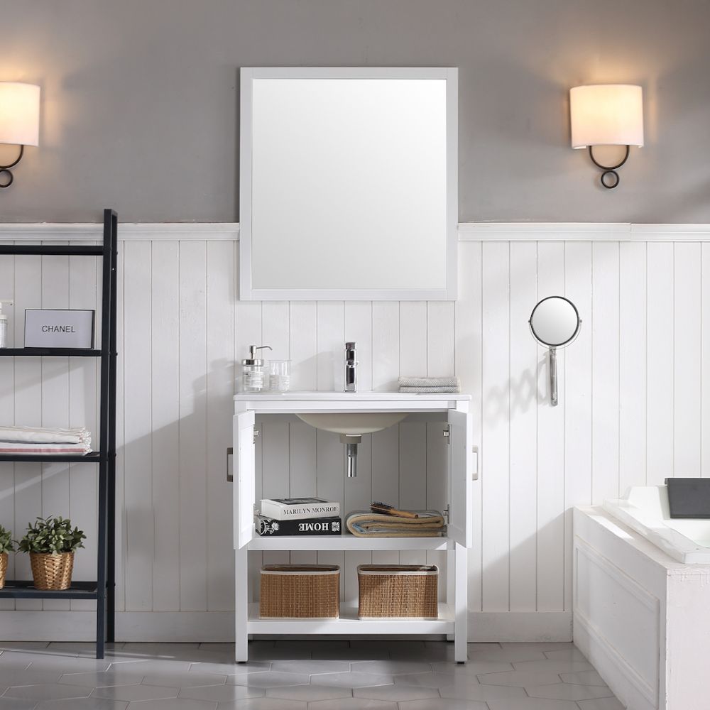 Lucca Modern 30" Bathroom Vanity Set with Mirror Matte White