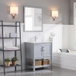 Lucca Modern 30″ Bathroom Vanity Set with Mirror Metal Gray