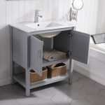 Lucca Modern 30″ Bathroom Vanity Set with Mirror Metal Gray