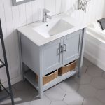 Lucca Modern 30″ Bathroom Vanity Set with Mirror Metal Gray