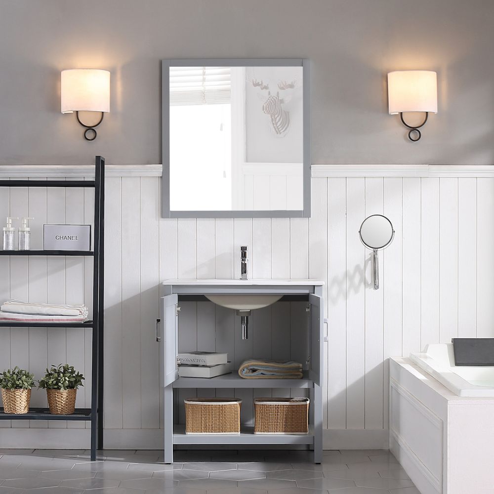 Lucca Modern 30" Bathroom Vanity Set with Mirror Metal Gray