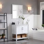 Lucca Modern 36″ Bathroom Vanity Set with Mirror Matte White