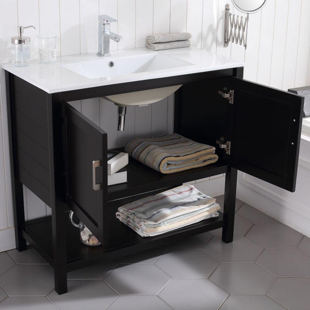 Lucca Modern 36" Bathroom Vanity Set with Mirror Espresso