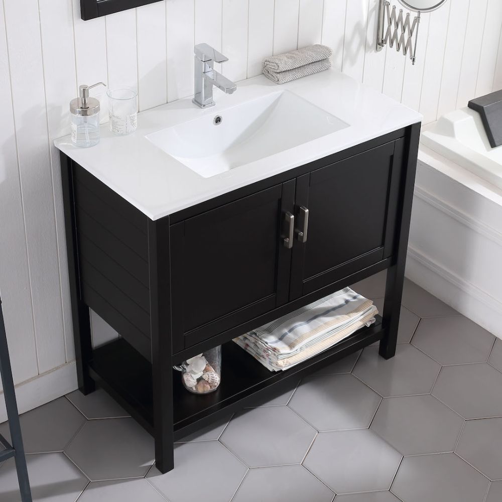 Lucca Modern 36" Bathroom Vanity Set with Mirror Espresso