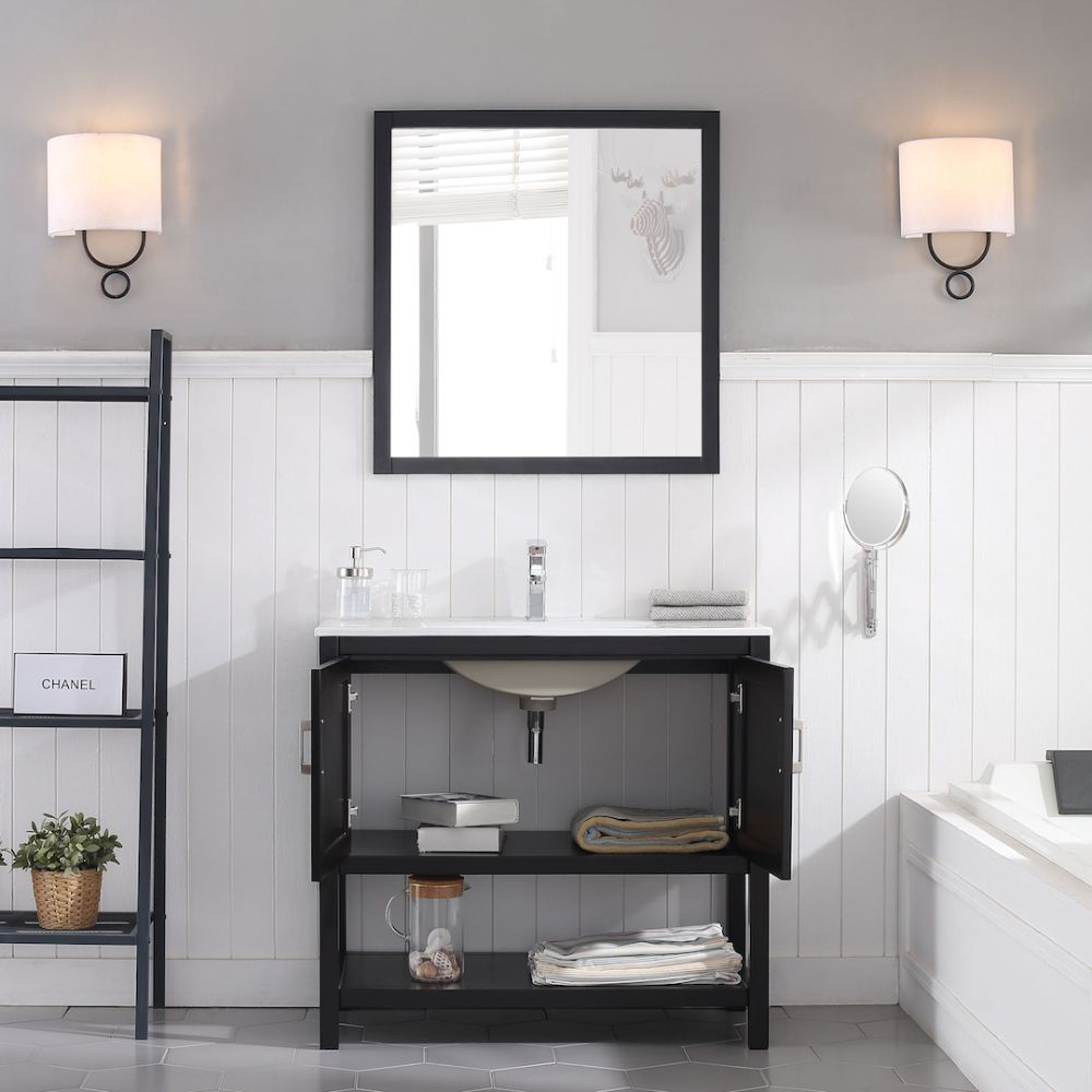 Lucca Modern 36" Bathroom Vanity Set with Mirror Espresso