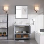 Lucca Modern 36″ Bathroom Vanity Set with Mirror Metal Gray