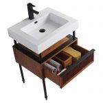 Dakota 24″ Modern Bathroom Vanity Teak Brown with Black Hardware