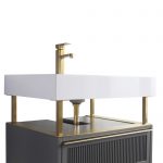 Dakota 30″ Modern Bathroom Vanity Rock Gray with Satin Brass Hardware