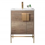 Shawbridge 24″ Modern Bathroom Vanity Shadow Gray with Satin Brass Hardware