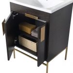 Shawbridge 24″ Modern Bathroom Vanity Black Oak Straight Grain with Satin Brass Hardware