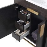 Shawbridge 24″ Modern Bathroom Vanity Black Oak Straight Grain with Satin Brass Hardware
