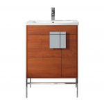 Shawbridge 24″ Modern Bathroom Vanity Spicy Walnut with Chrome Hardware