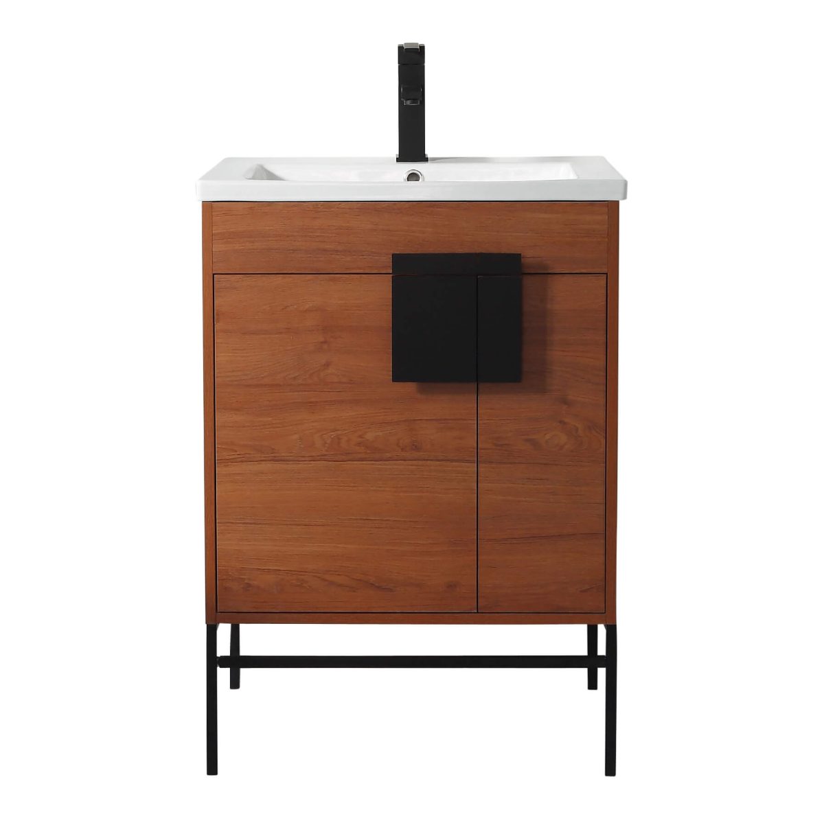 Shawbridge 24" Modern Bathroom Vanity  Spicy Walnut with Black Hardware