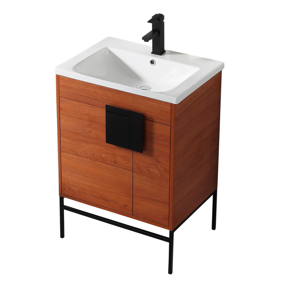Shawbridge 24" Bathroom Vanity Spicy Walnut with Black Hardware