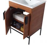 Shawbridge 24″ Modern Bathroom Vanity Spicy Walnut with Black Hardware