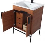 Shawbridge 24″ Modern Bathroom Vanity Spicy Walnut with Black Hardware