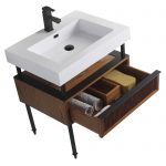 Dakota 30″ Modern Bathroom Vanity  Teak Brown with Black Hardware