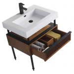 Dakota 30″ Modern Bathroom Vanity Teak Brown with Black Hardware